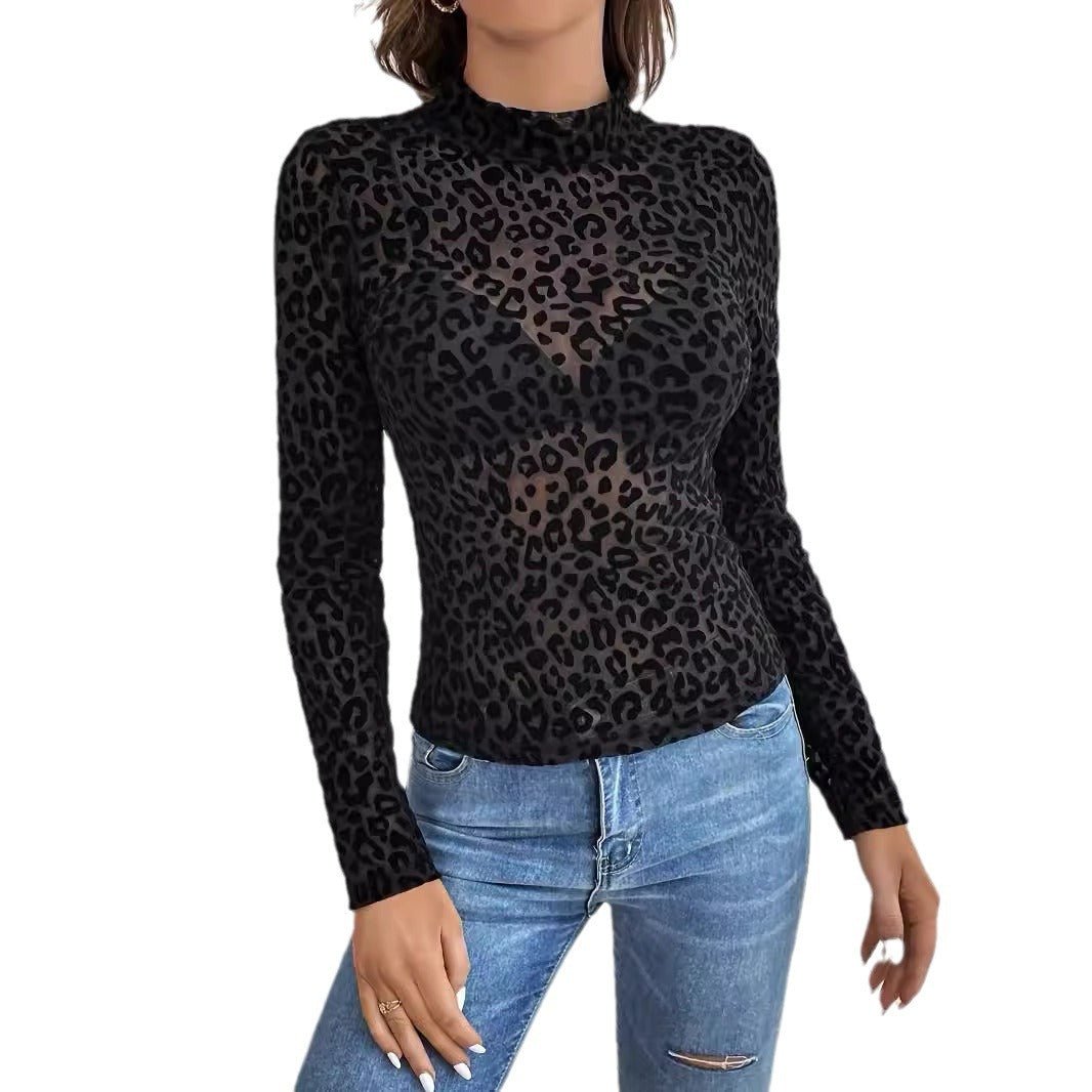 and the 2025 new suspender skirt sexy single-layer bra stand-up collar mesh bottoming shirt top women's T