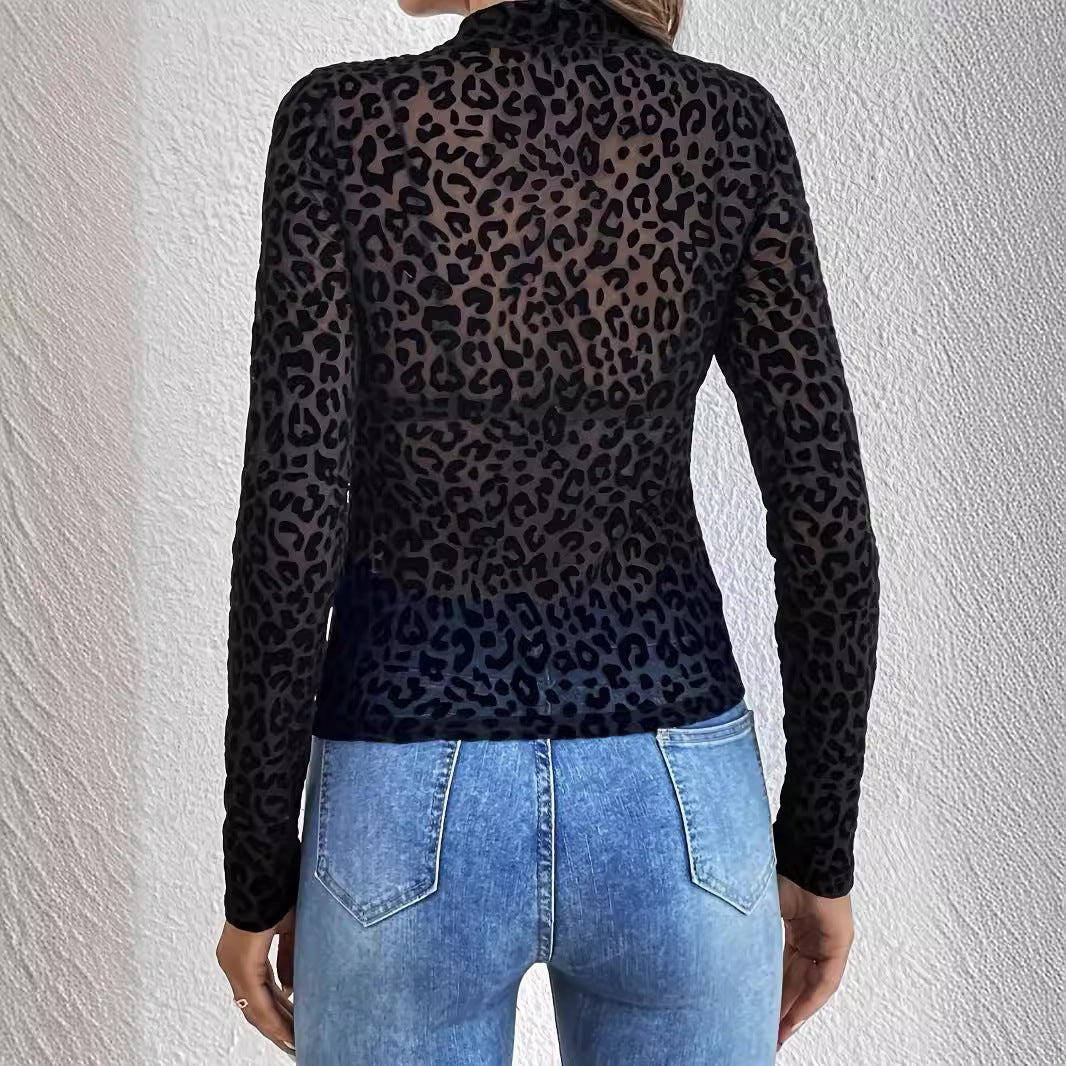 and the 2025 new suspender skirt sexy single-layer bra stand-up collar mesh bottoming shirt top women's T