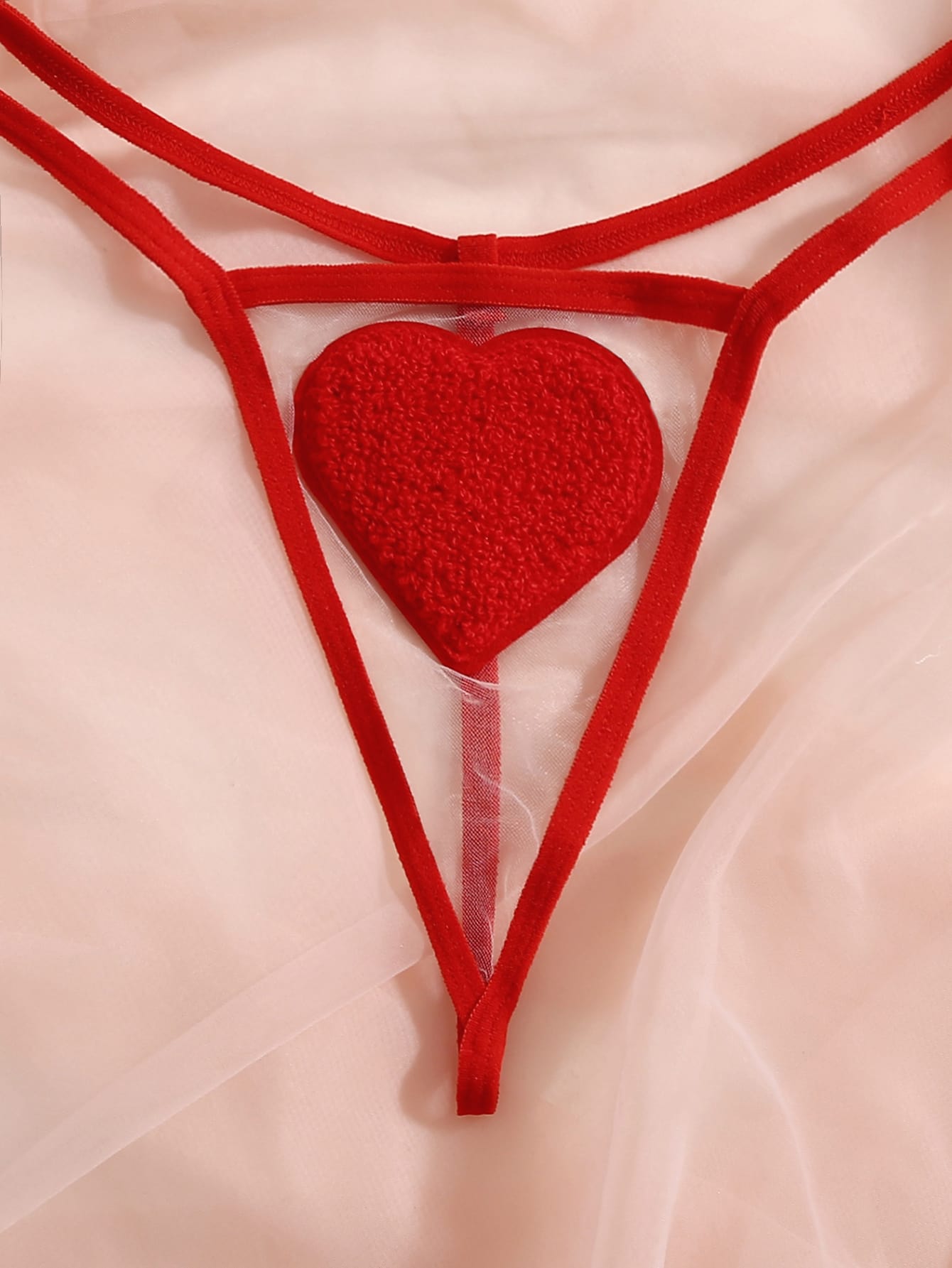 Classic Sxy Heart Patched Mesh Lingerie Set