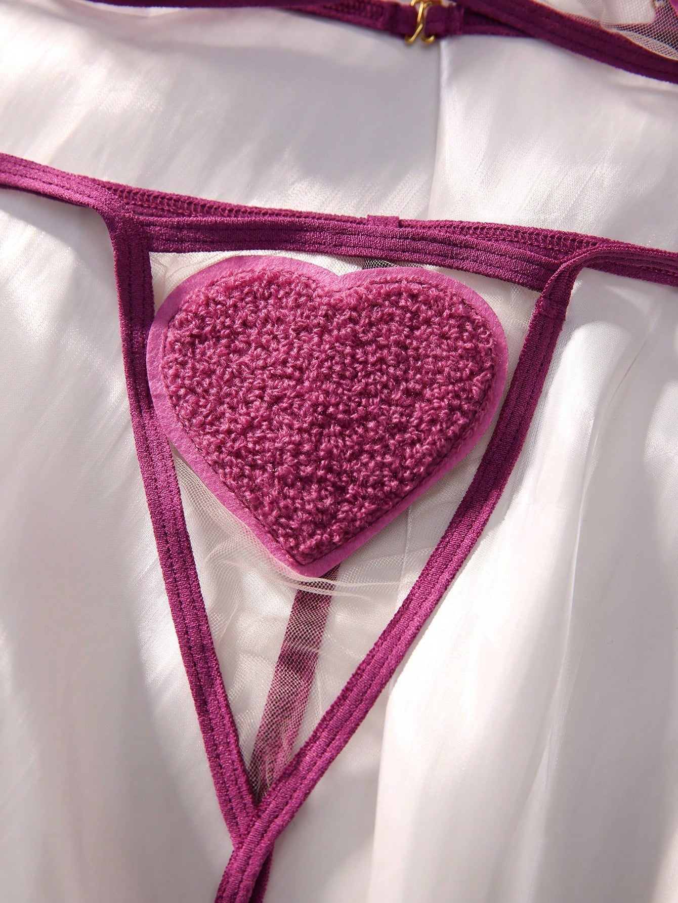 Classic Sxy Heart Patched Mesh Lingerie Set