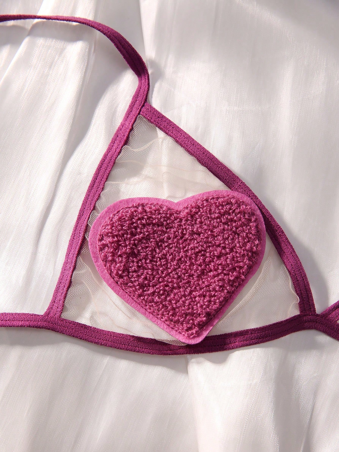 Classic Sxy Heart Patched Mesh Lingerie Set