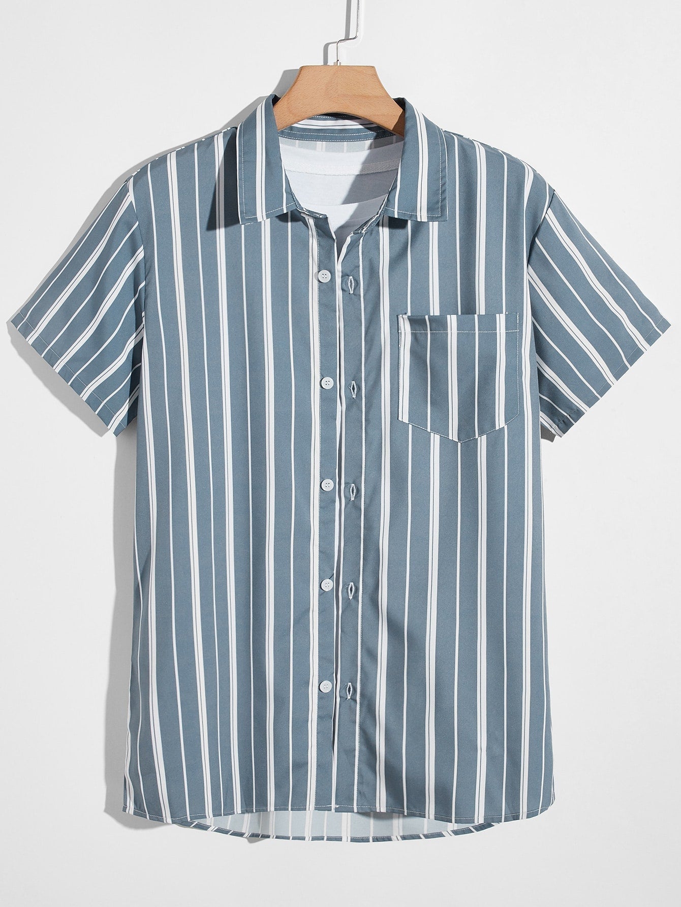 SHEIN Pocket Front Striped Shirt