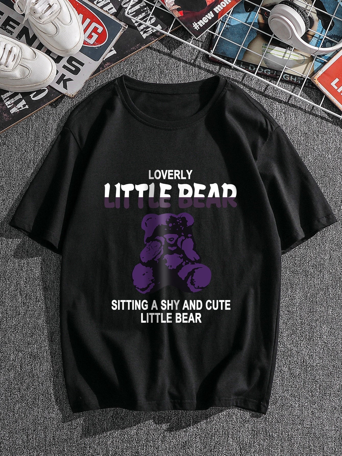 SHEIN Slogan & Bear Print Tee