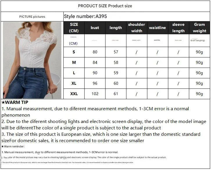 2025 fan-shaped V-neck front chest button lace splicing slim and thin T-shirt short-sleeved top women's clothing