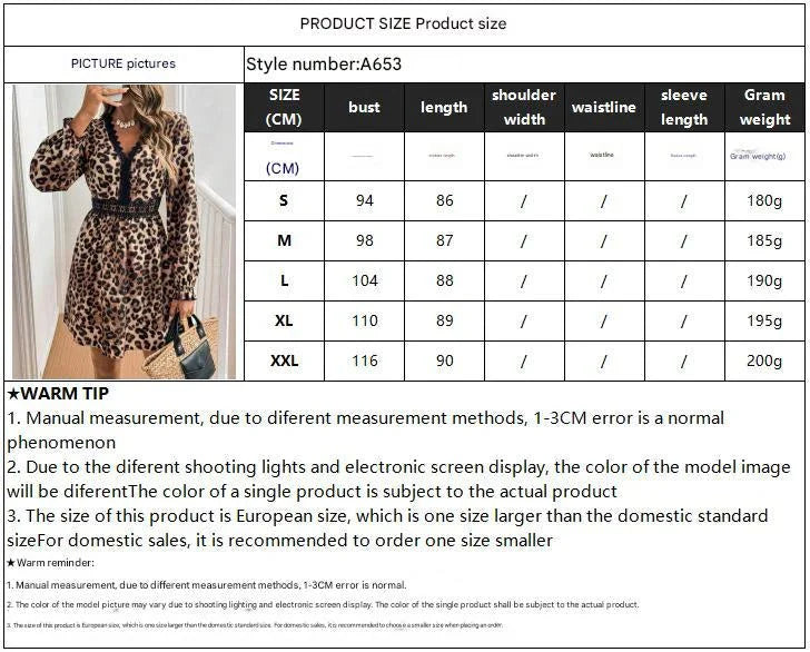 2025 French women's retro style V-neck leopard print long-sleeved lace patchwork long-sleeved dress