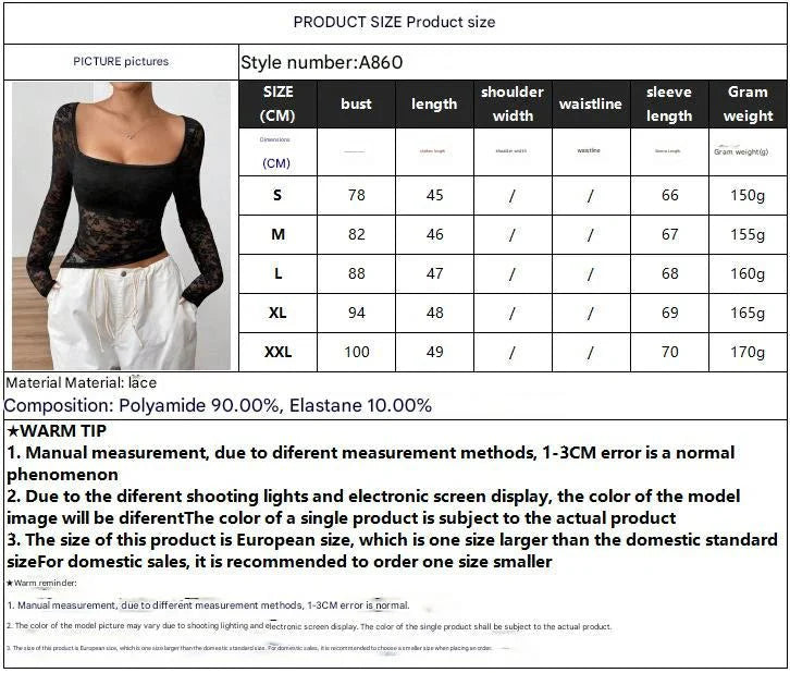 2025 new elegant women's lace U-neck asymmetrical hem design long-sleeved T-shirt top women