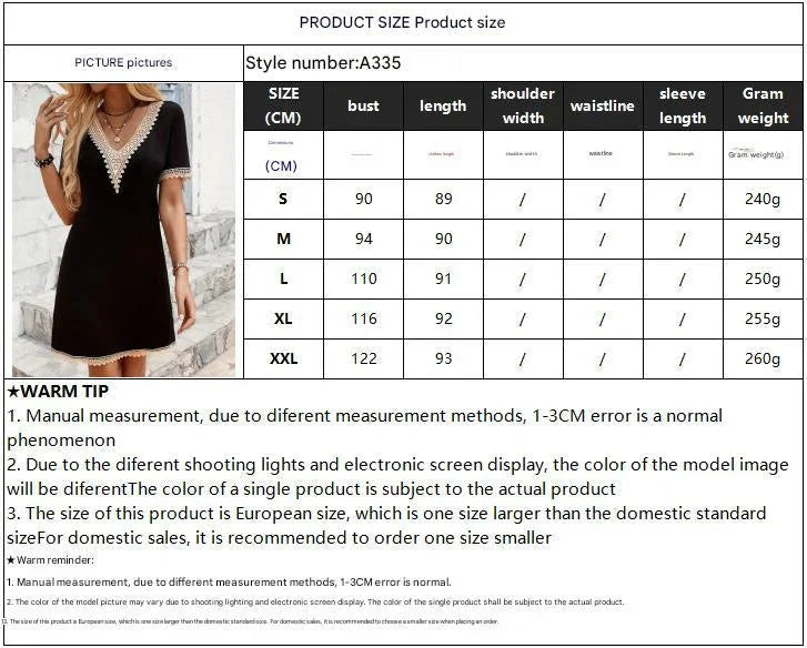 2025 new V-neck lace splicing solid color short-sleeved long slim and thin dress