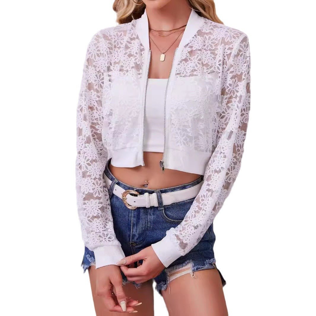 2025 new women's flower lace hollow long-sleeved jacket women's coat