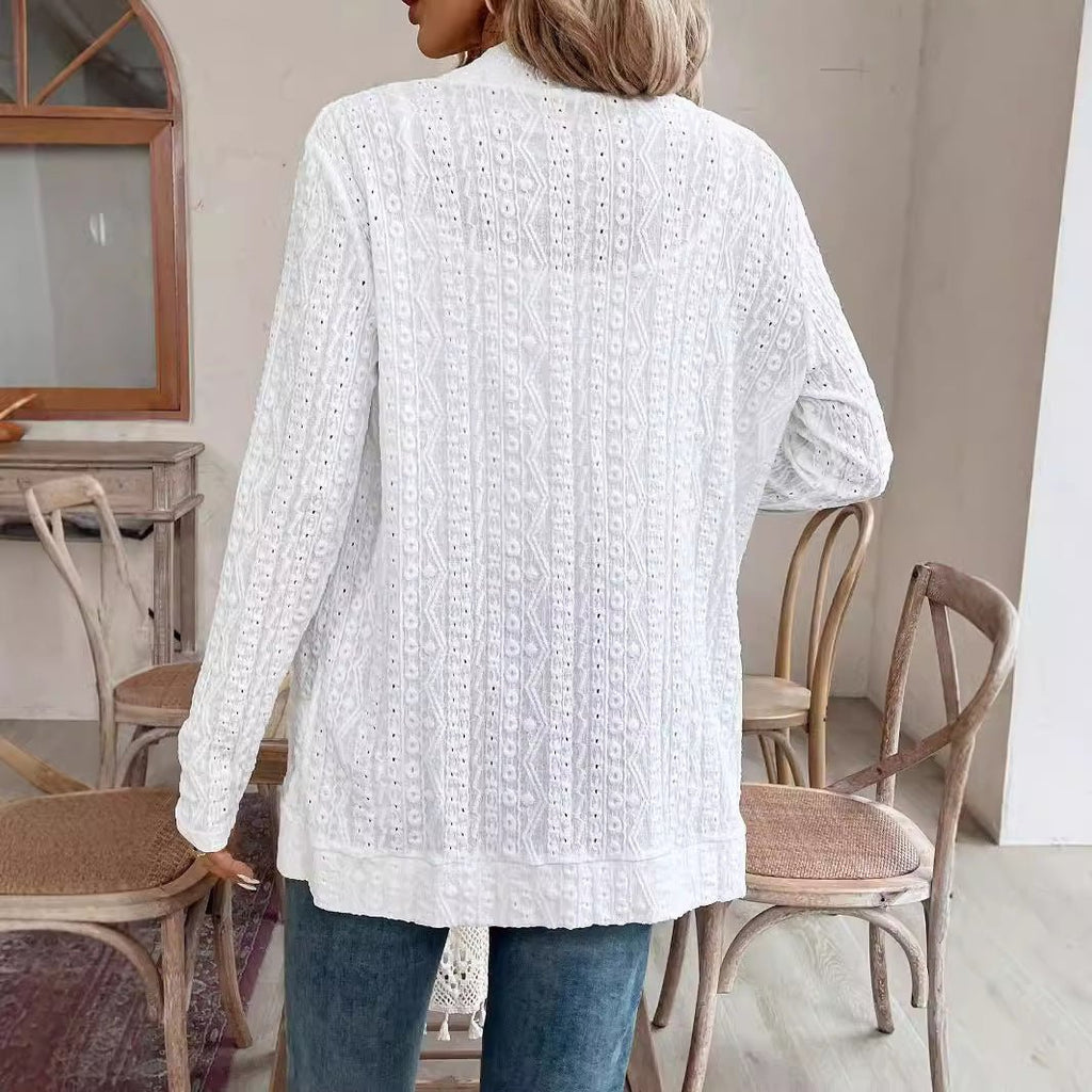 2025 spring new ya-colored bud double pocket open placket long-sleeved jacket top coat women
