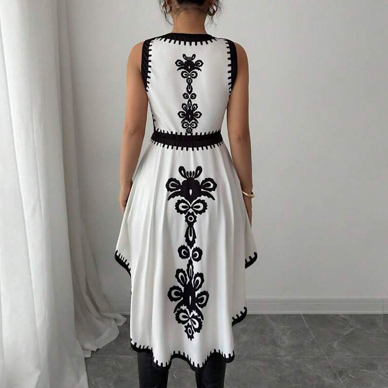 2025 Summer and  Irregular Contrast Color Vest Swallowtail Sleeveless Pullover Top Women's Clothing