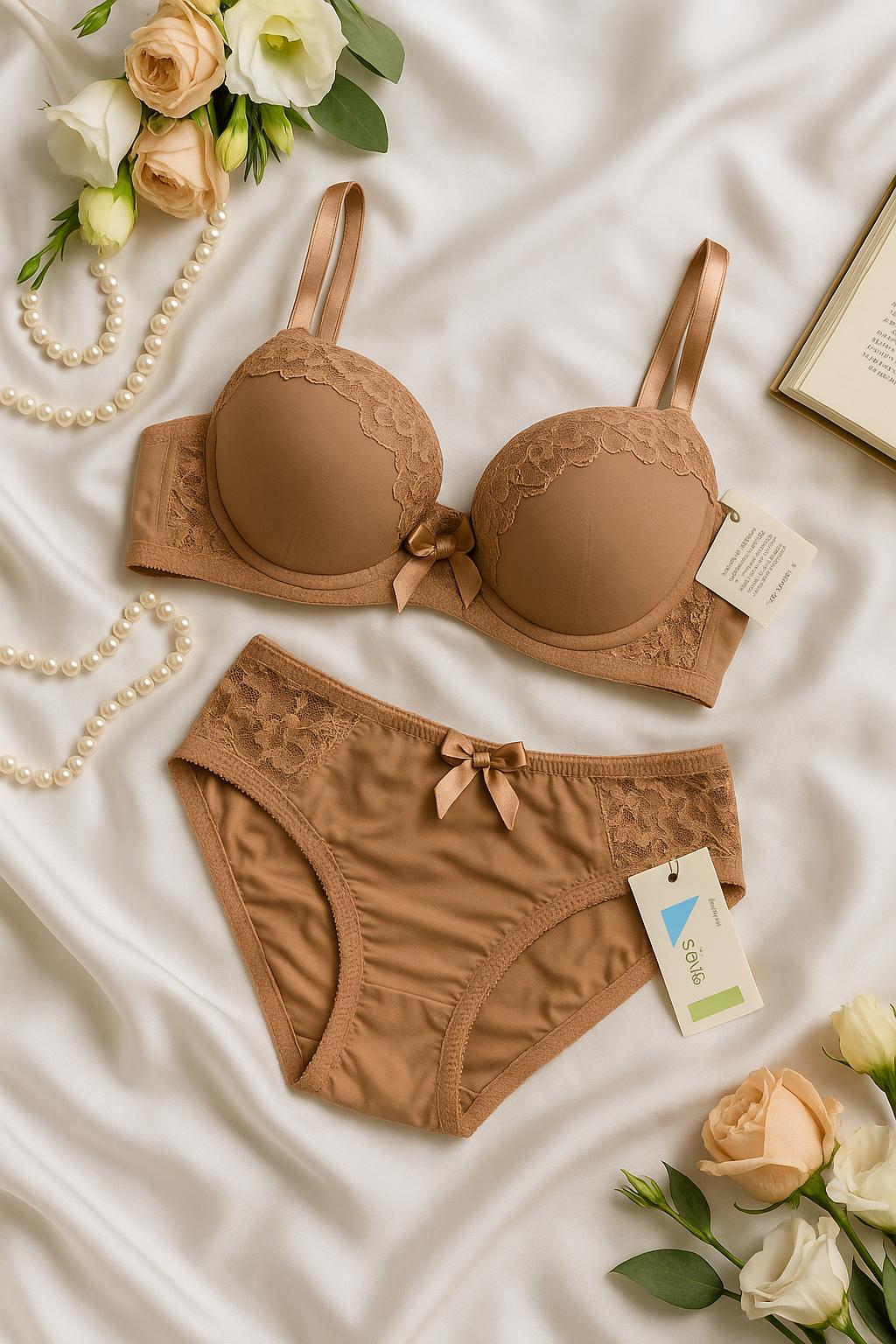 “Satin Bloom Lingerie Set – Soft Elegance”