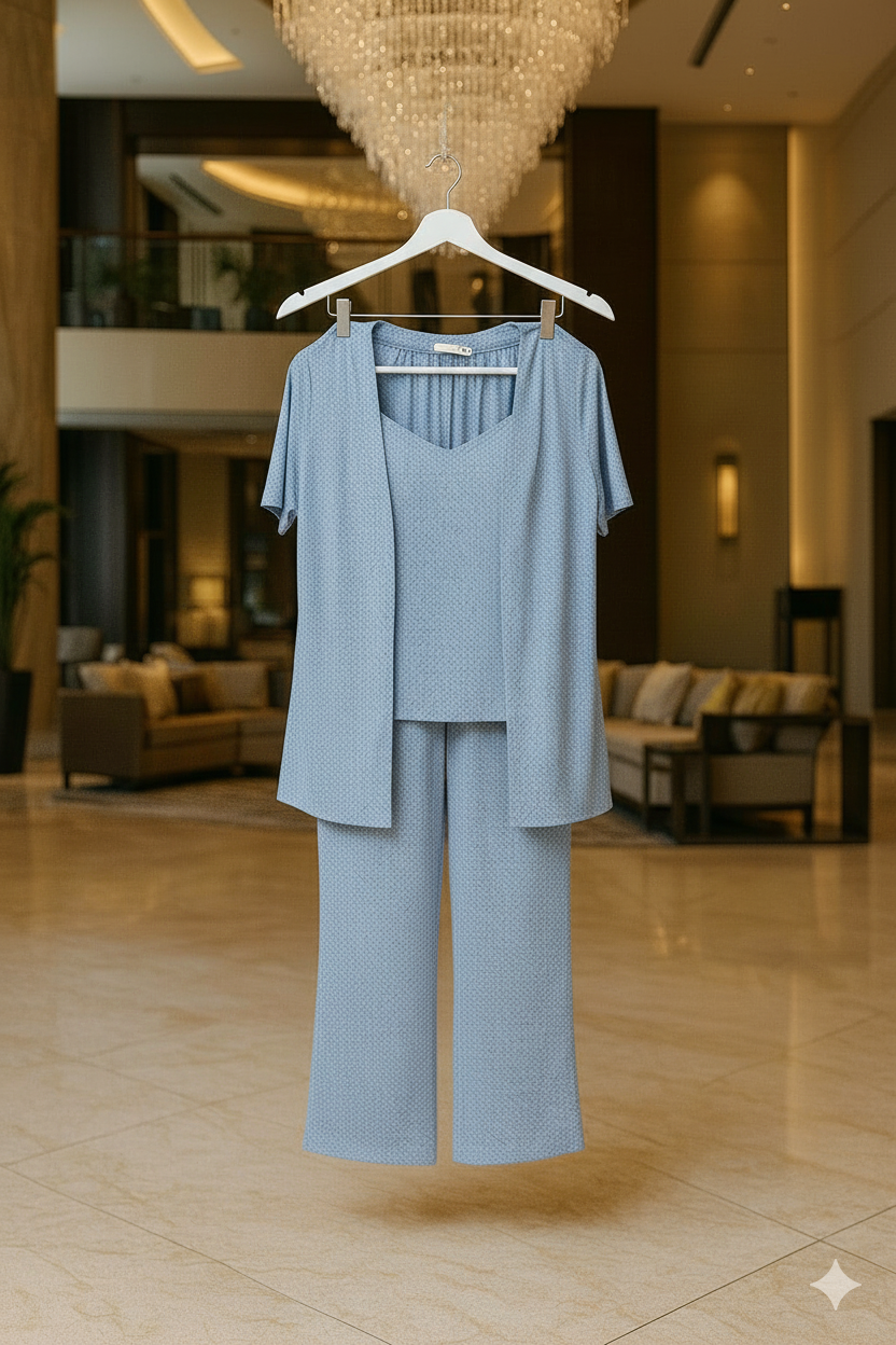 3-Piece Loungewear with Textured Knit
