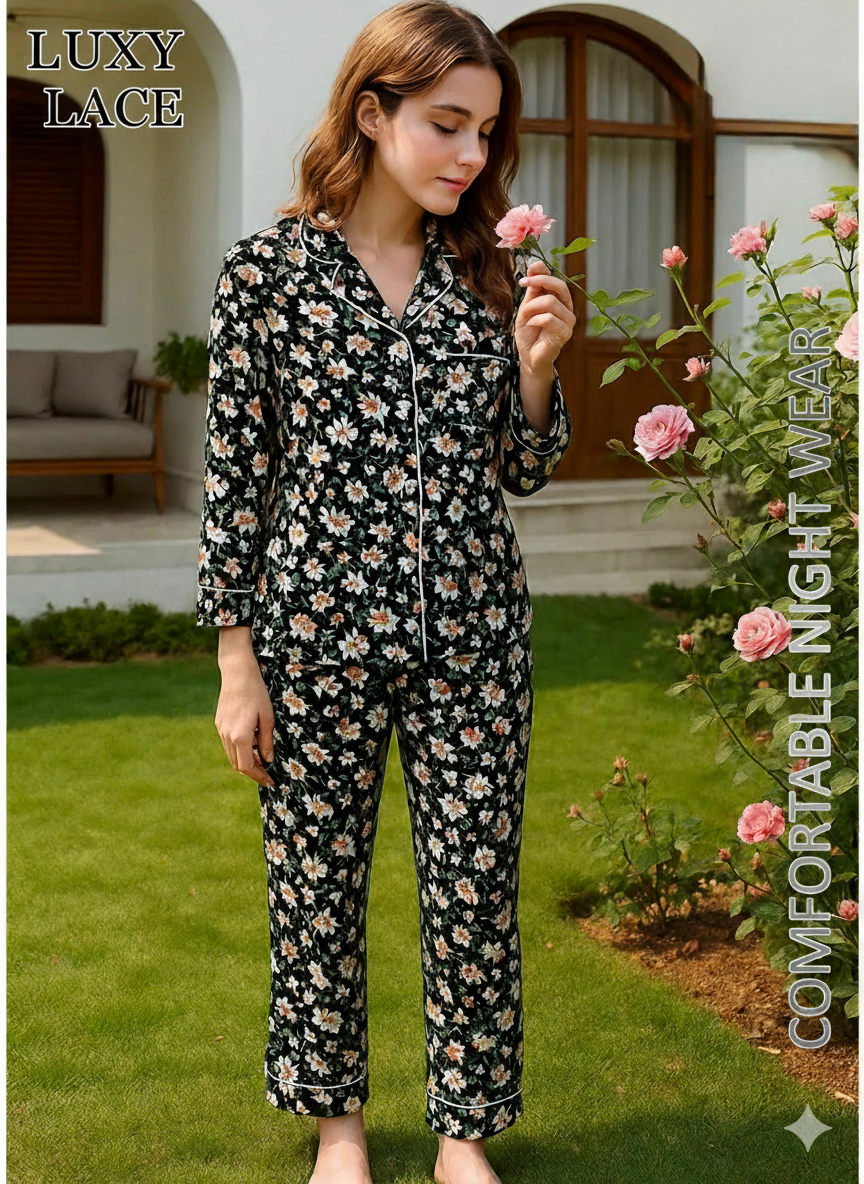 Luxuriously Soft Floral Button-Down Pajama Set