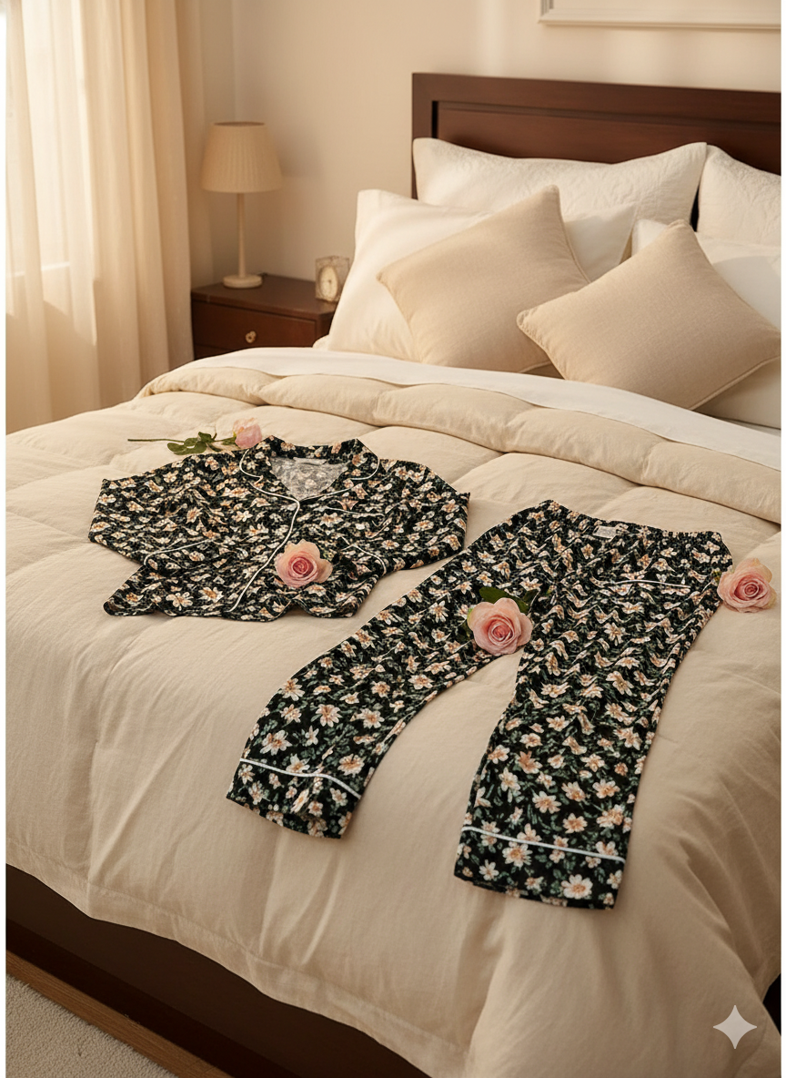 Luxuriously Soft Floral Button-Down Pajama Set