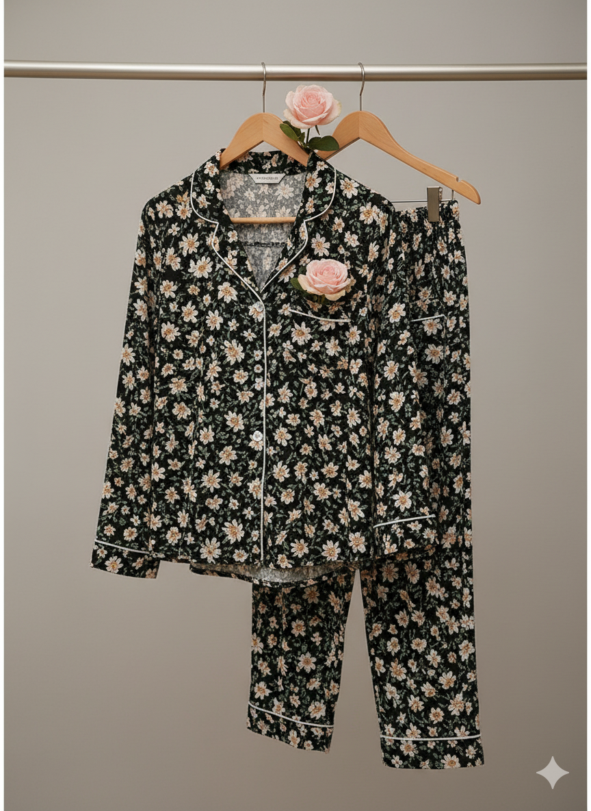Luxuriously Soft Floral Button-Down Pajama Set