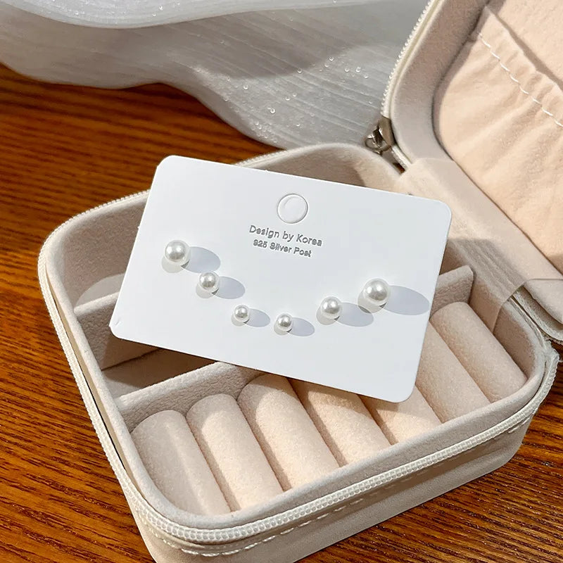 4 Pair Set Silver Color Heart Stud Earrings Sets for Women Girls Exquisite Party Dailywear Jewelry Simple Cute Gift Accessories