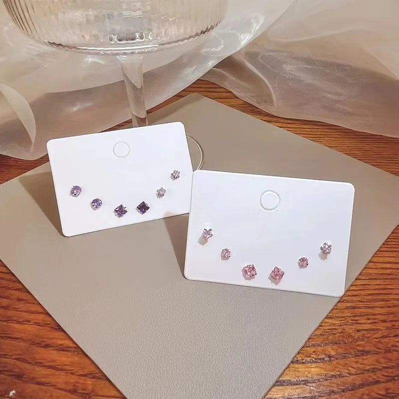 4 Pair Set Silver Color Heart Stud Earrings Sets for Women Girls Exquisite Party Dailywear Jewelry Simple Cute Gift Accessories