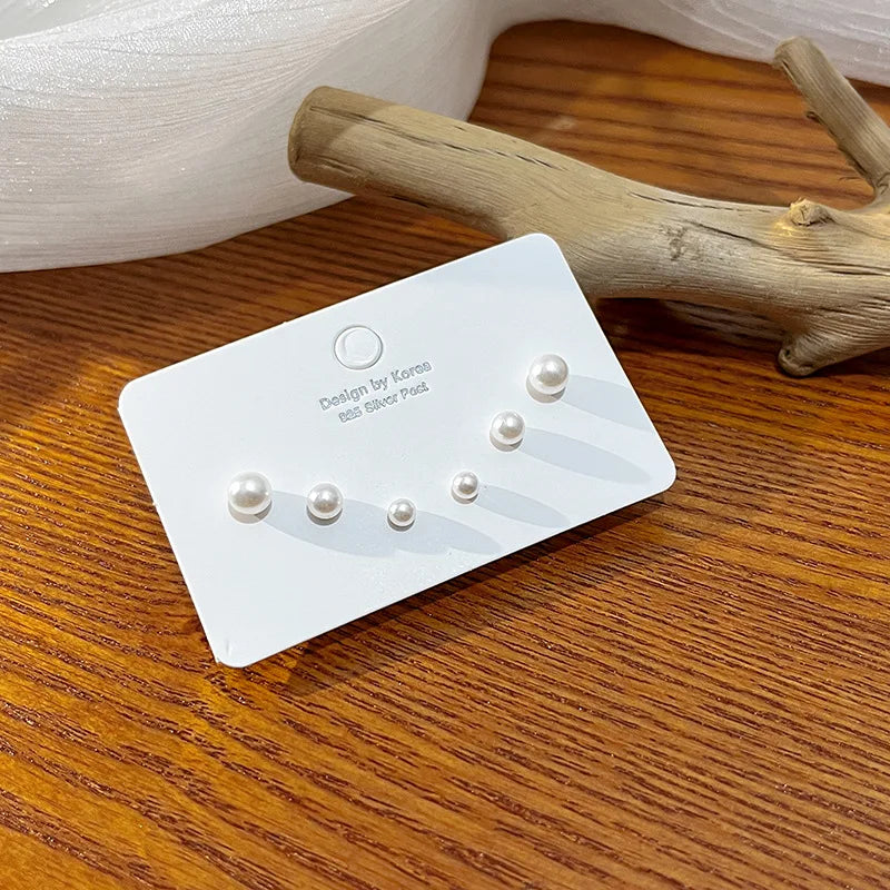 4 Pair Set Silver Color Heart Stud Earrings Sets for Women Girls Exquisite Party Dailywear Jewelry Simple Cute Gift Accessories