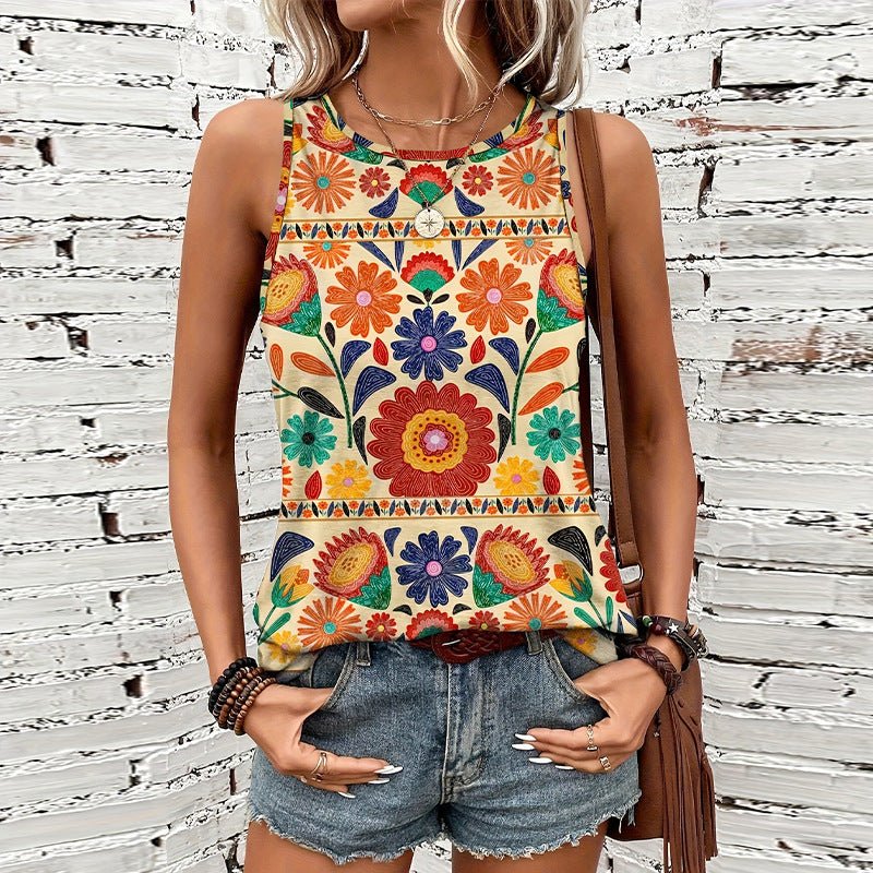 Beach camisole sleeveless floral small vest for women
