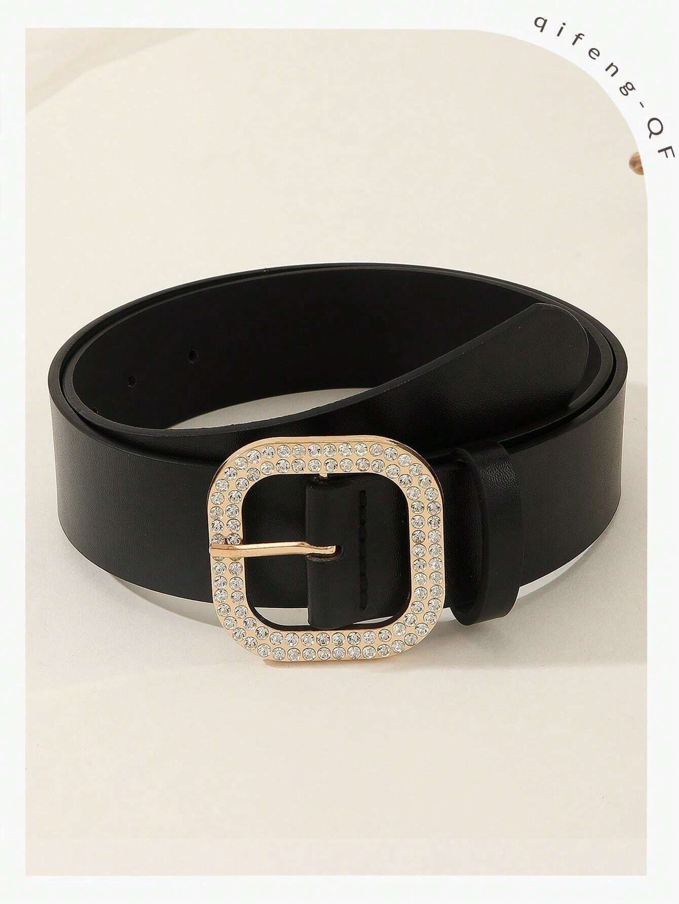 Boho 1pc Gold-Tone Elegant Buckle Leather Belt, Suitable For Dress & Jeans, Everyday Wear