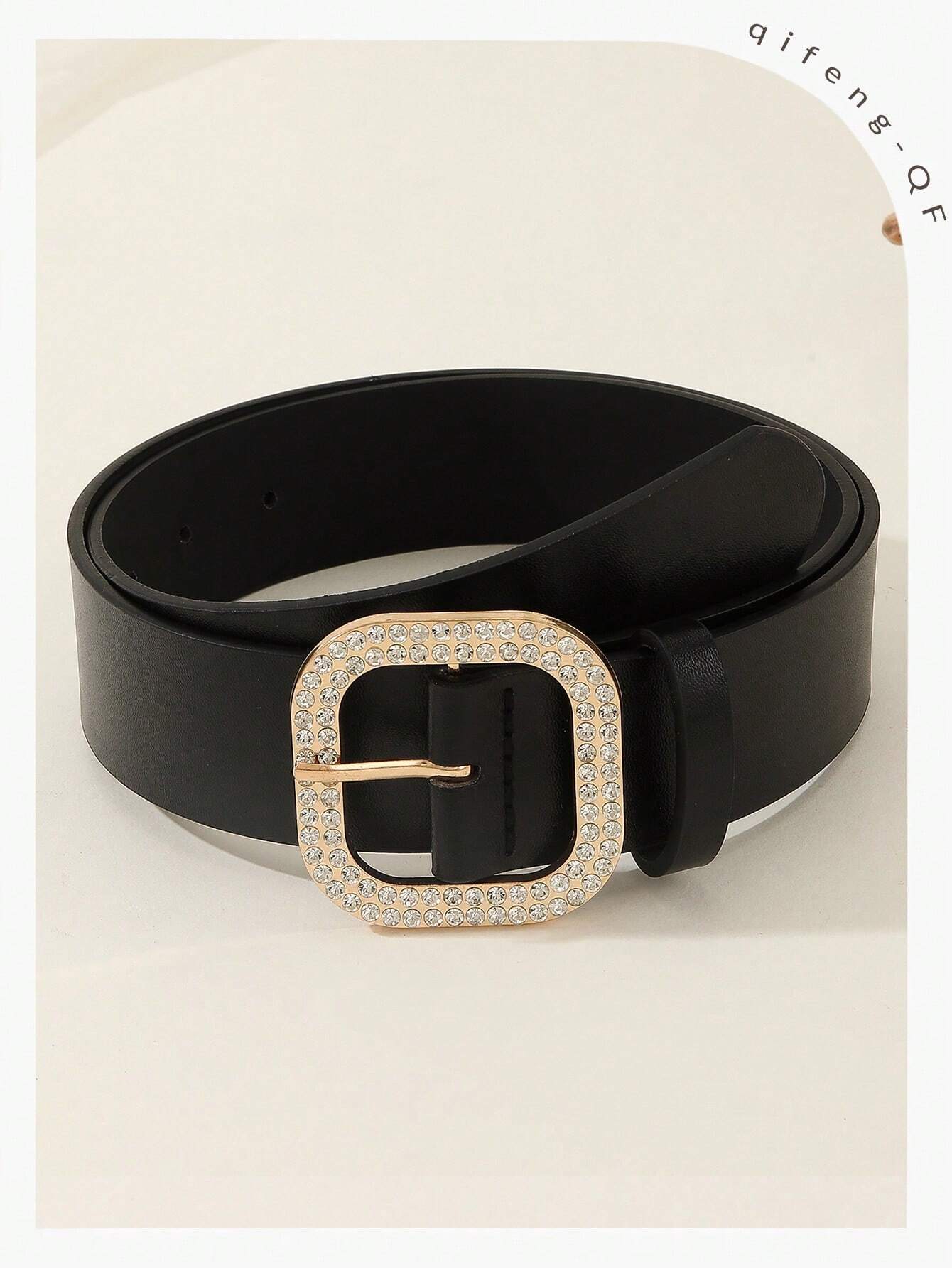 Boho 1pc Gold-Tone Elegant Buckle Leather Belt, Suitable For Dress & Jeans, Everyday Wear