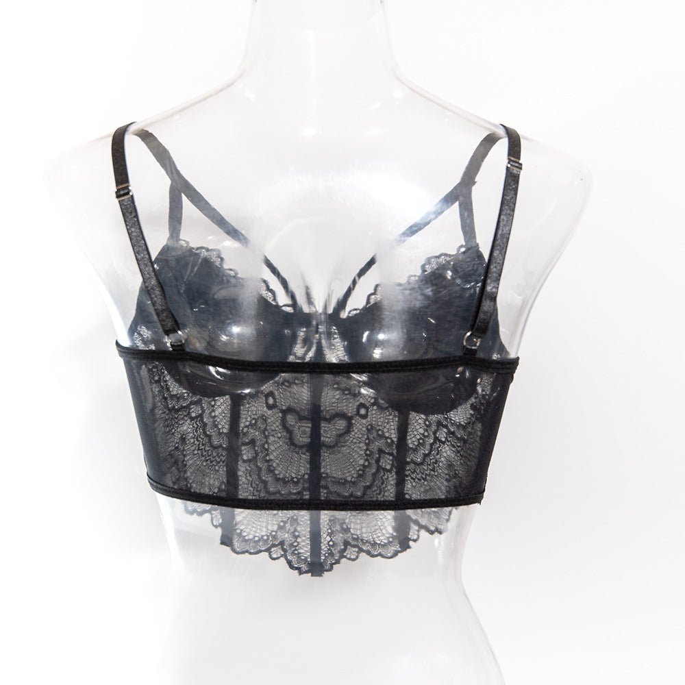 Cami lace hollow fishbone steel ring suspenders small tops summer slim ultra-thin style