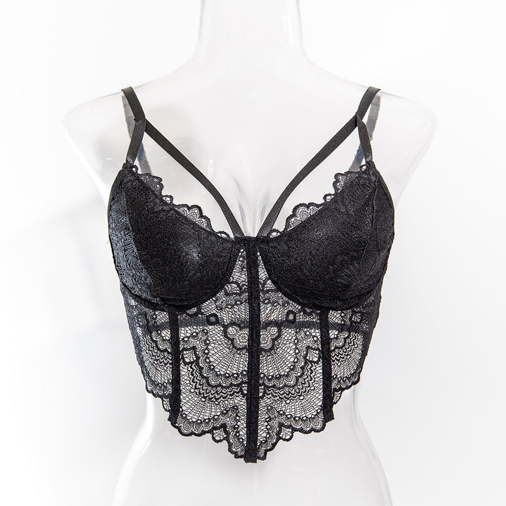 Cami lace hollow fishbone steel ring suspenders small tops summer slim ultra-thin style