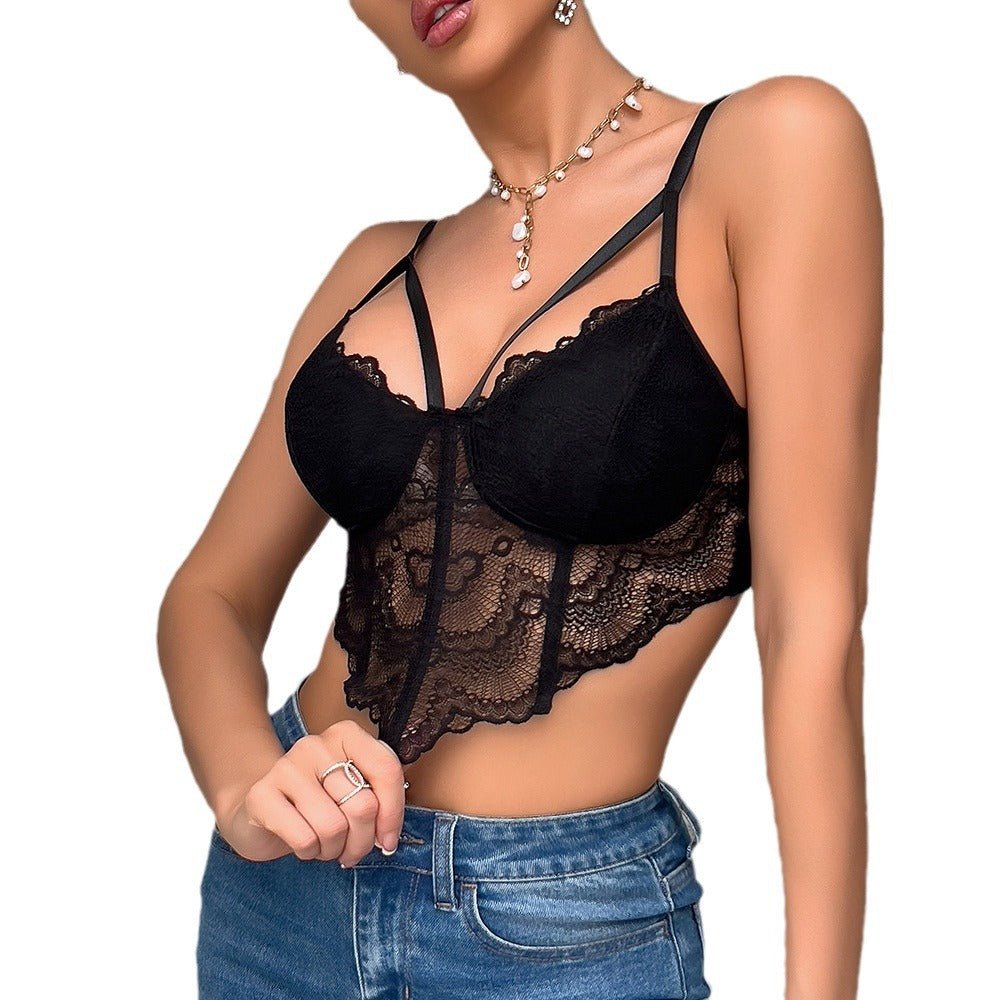 Cami lace hollow fishbone steel ring suspenders small tops summer slim ultra-thin style