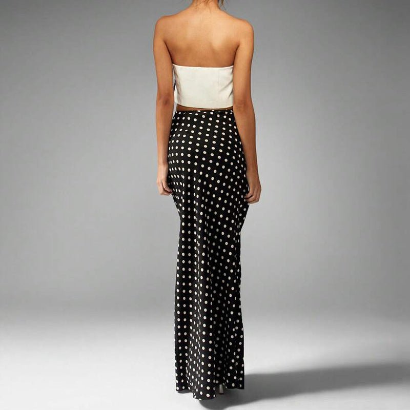 2025 summer and temperament slim polka dot one-step skirt midi skirt for women