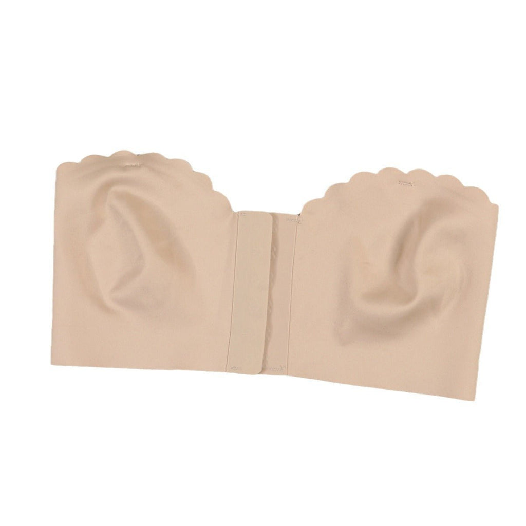 European and American cross-border front buckle seamless strapless tube top underwear removable chest pad sexy gathering bra women's summer