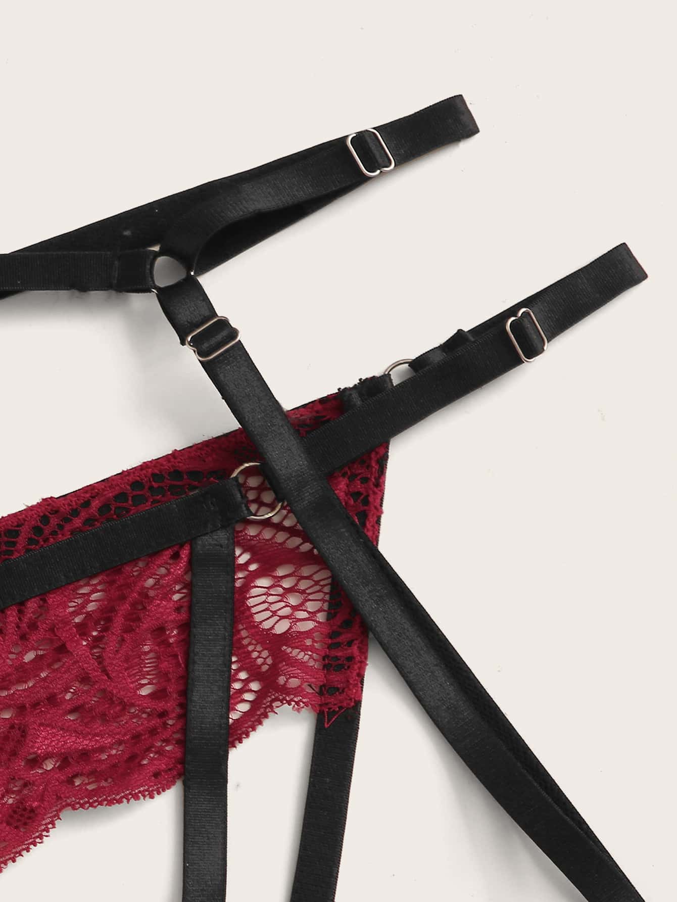 Floral Lace Underwire Garter Lingerie Set With Choker