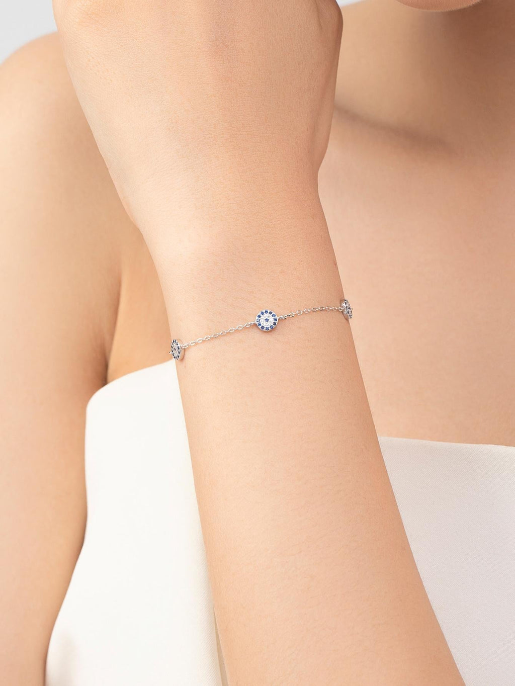 S925 Silver Blue Eye Decor Fashion Bracelet