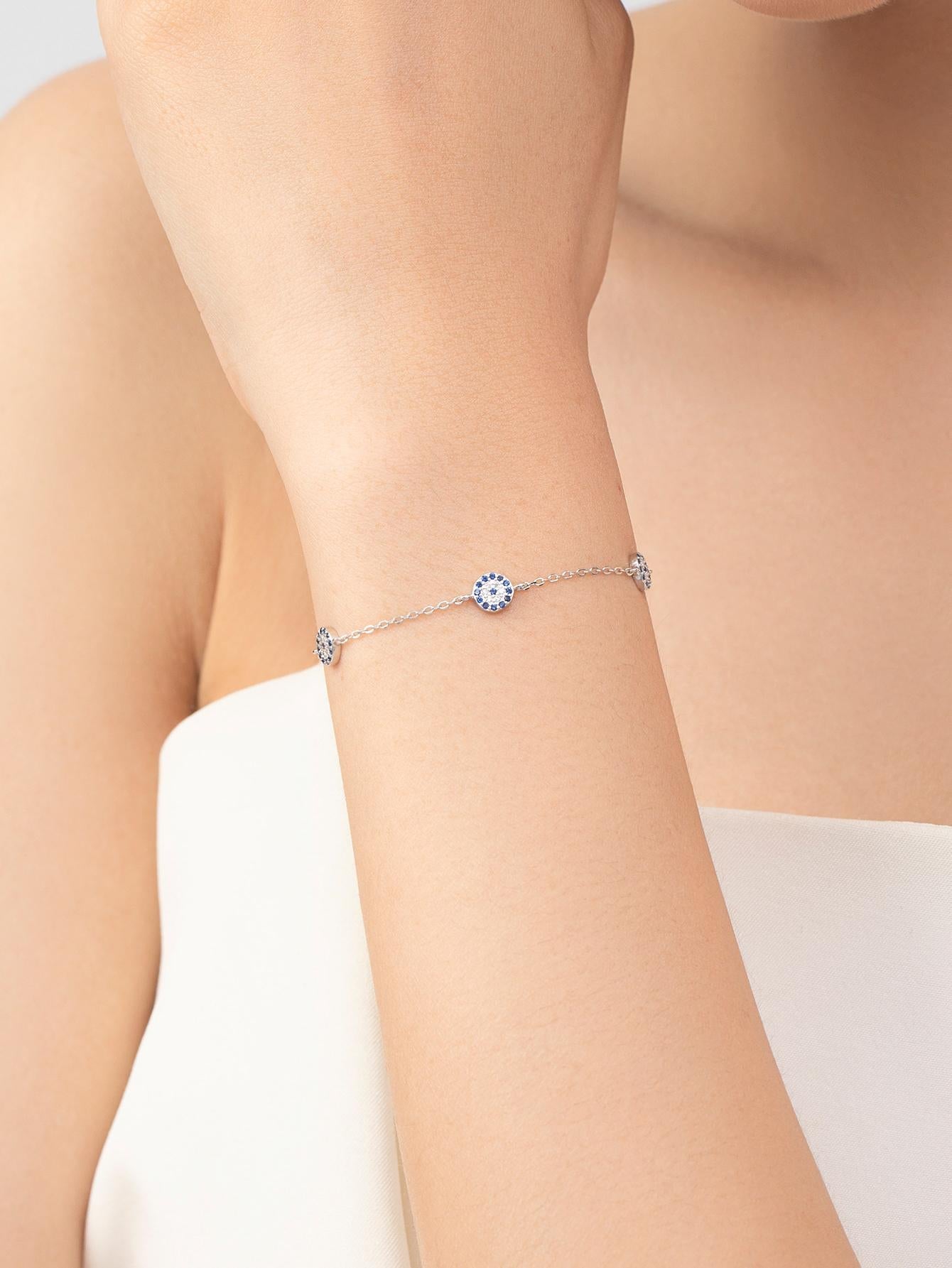 S925 Silver Blue Eye Decor Fashion Bracelet