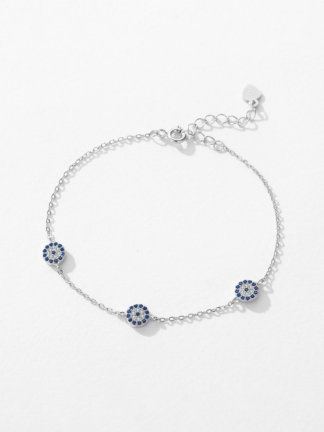 S925 Silver Blue Eye Decor Fashion Bracelet