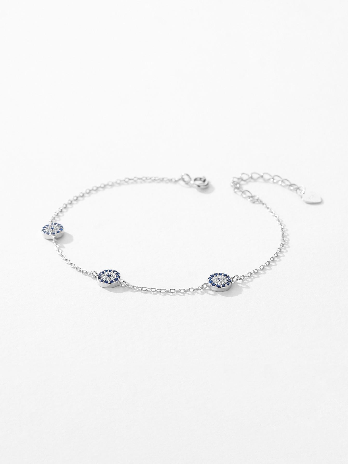 S925 Silver Blue Eye Decor Fashion Bracelet