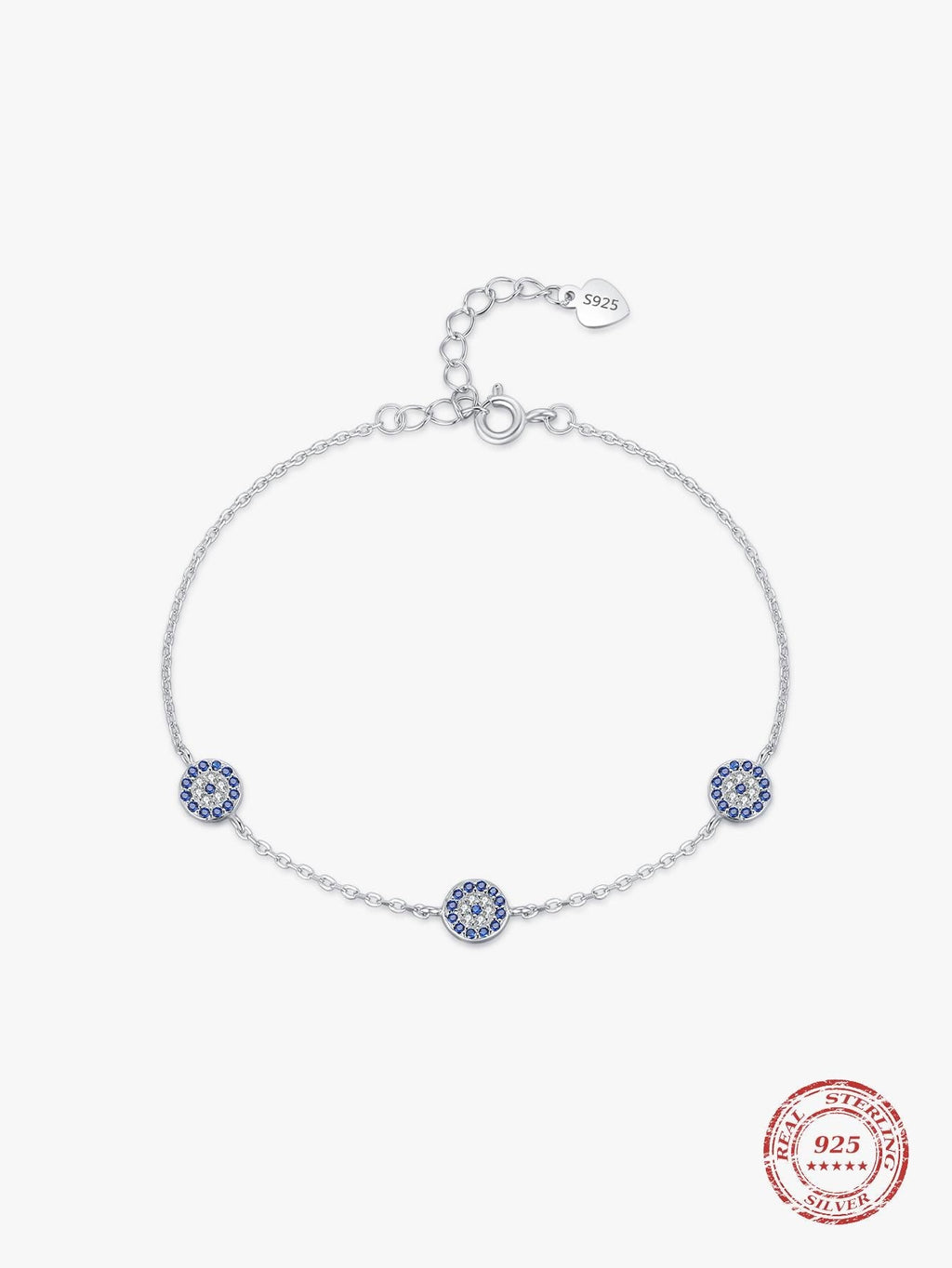 S925 Silver Blue Eye Decor Fashion Bracelet