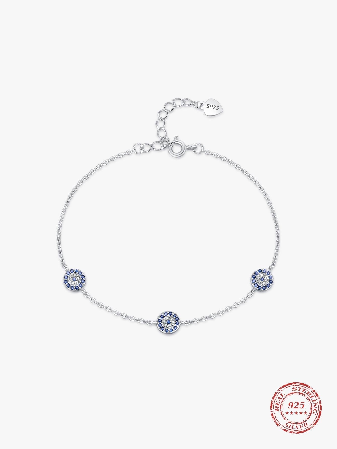 S925 Silver Blue Eye Decor Fashion Bracelet
