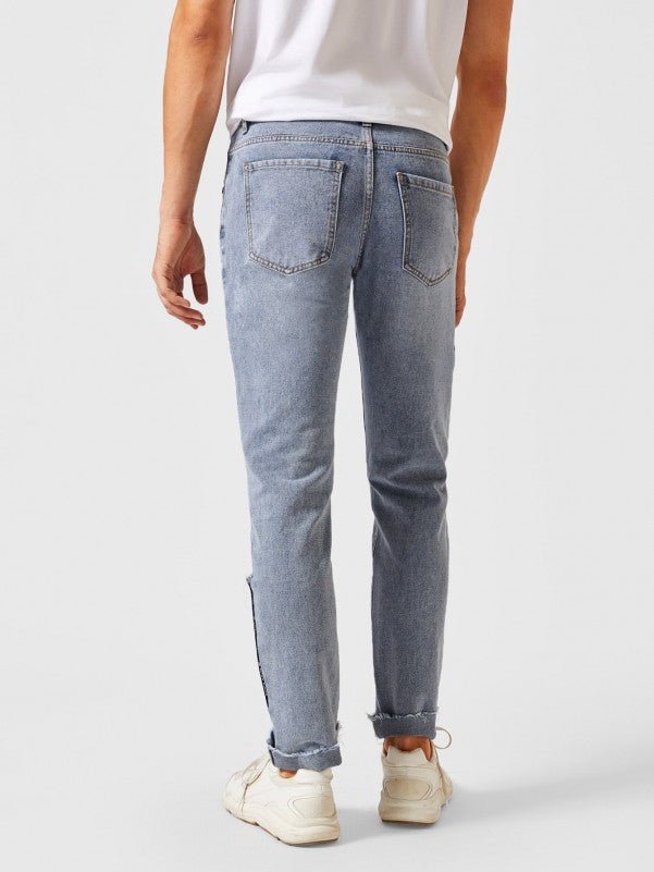 SHEIN Masion Tape Ripped Rolled Jeans