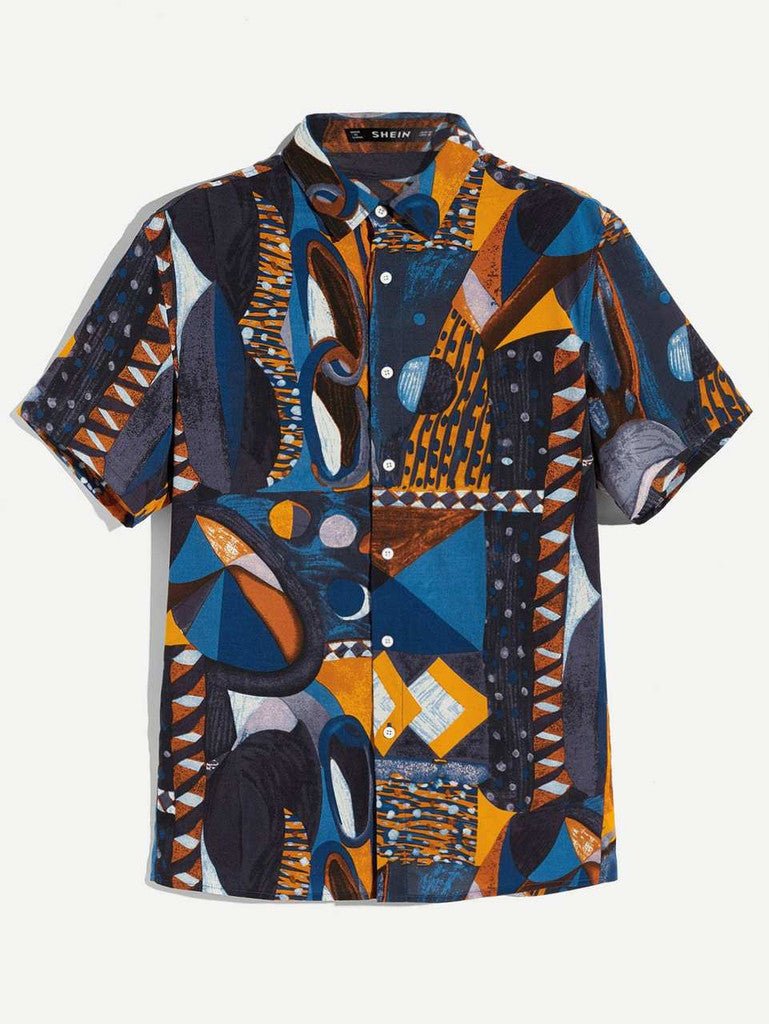 SHEIN Painting Print Short Sleeve Shirt
