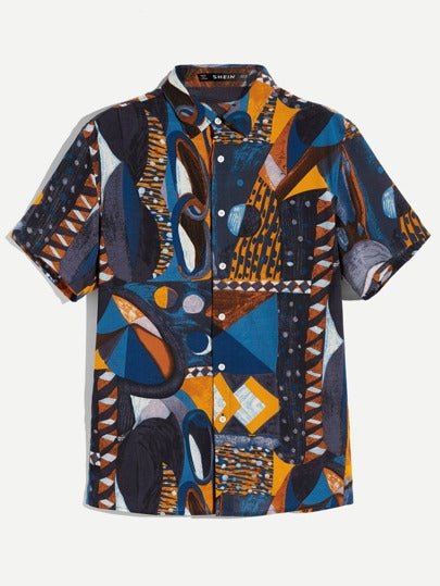 SHEIN Painting Print Short Sleeve Shirt