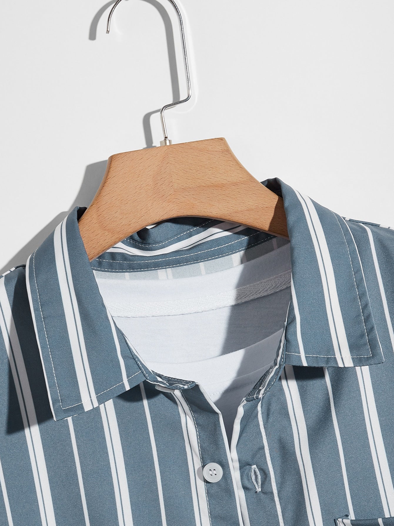 SHEIN Pocket Front Striped Shirt