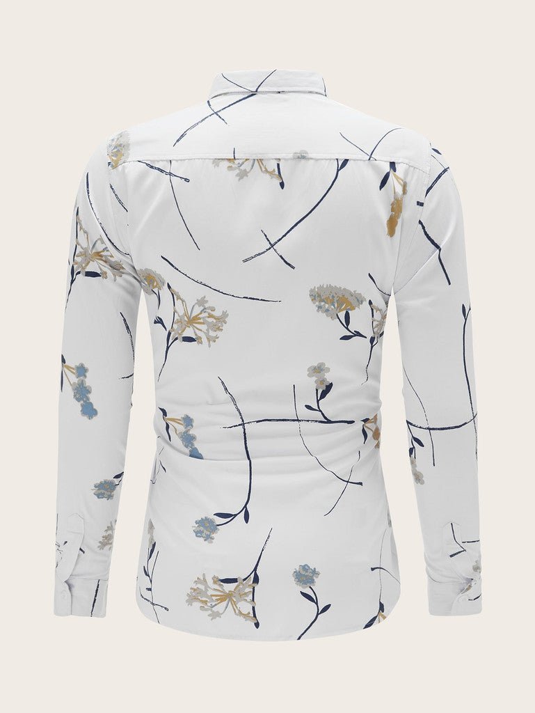 SHEIN Random Plants Print Shirt