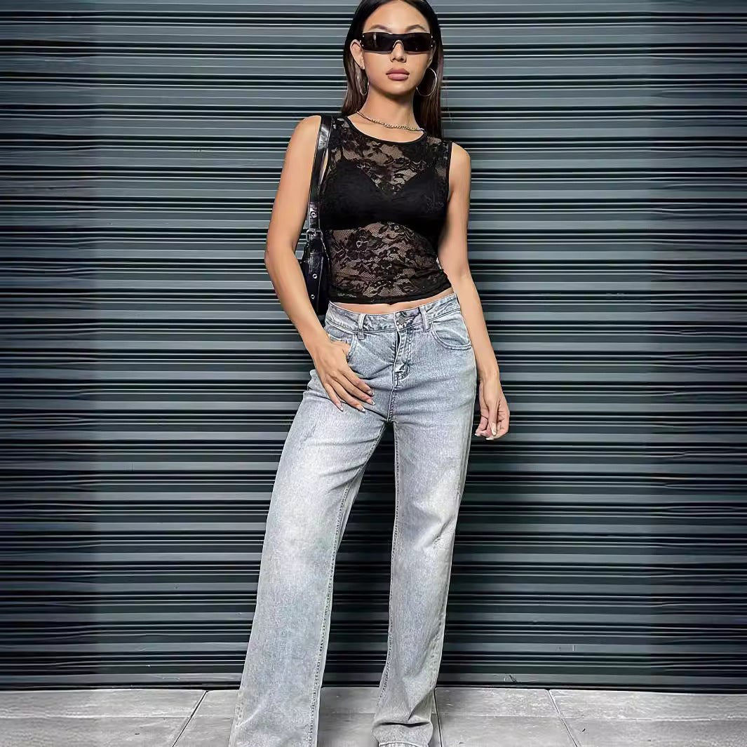 single-layer lace bra-free slim-fitting and thin vest