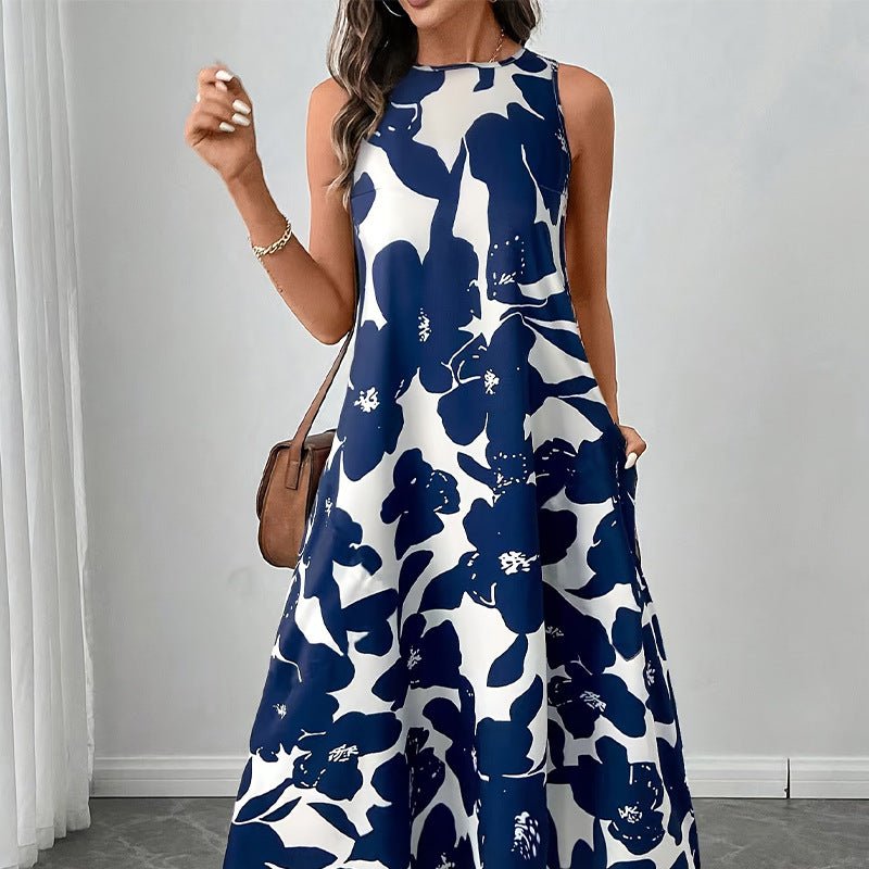 2025 summer and temperament dress polyester sleeveless vest dress A-line Dress