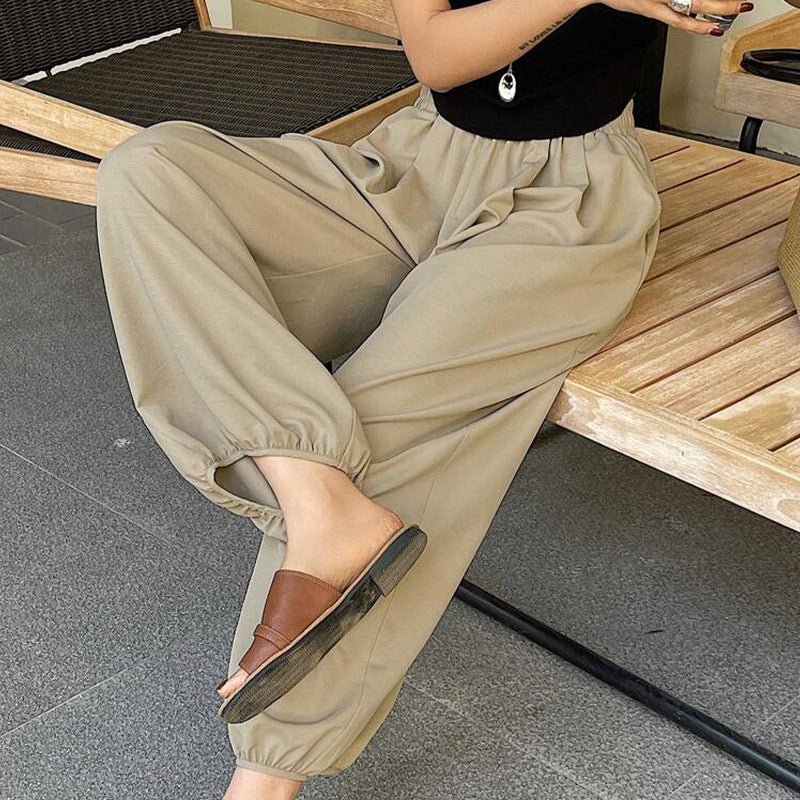 Casual trousers loose cuffs harem pants polyester pants