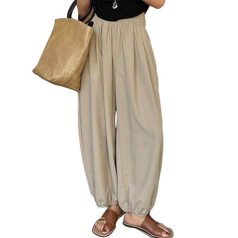 Casual trousers loose cuffs harem pants polyester pants