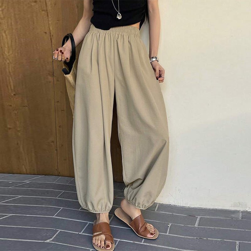Casual trousers loose cuffs harem pants polyester pants