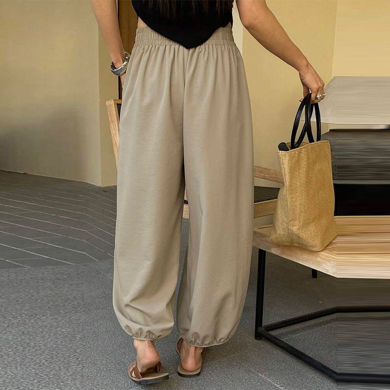 Casual trousers loose cuffs harem pants polyester pants