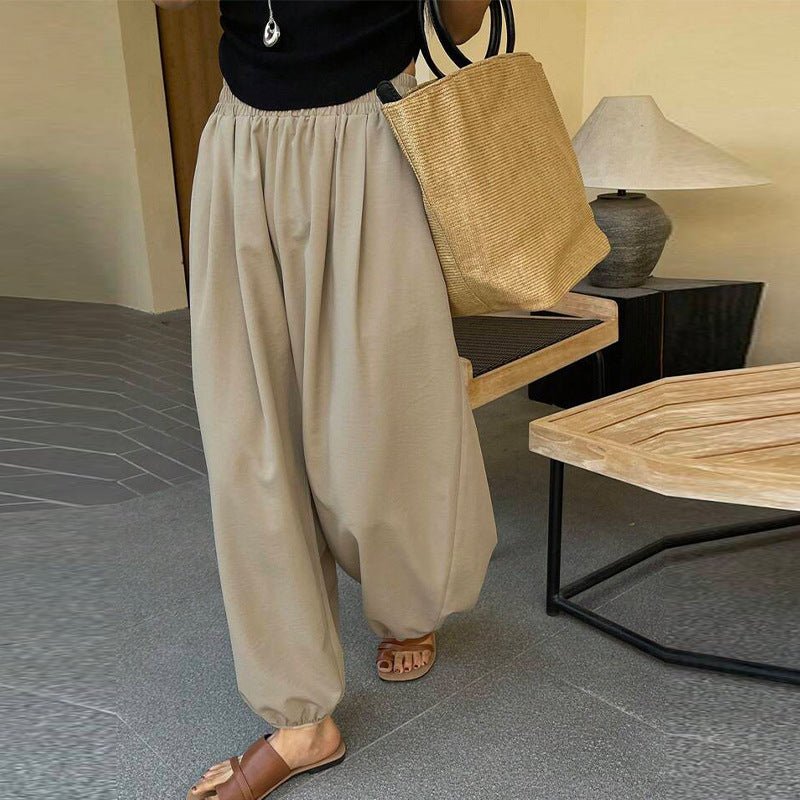 Casual trousers loose cuffs harem pants polyester pants